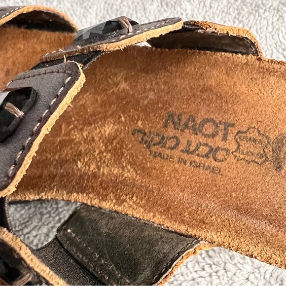 Naot  Michele Rhinestone Jewel Bejeweled Strappy Cork Comfort Sandal Silver Gray - Picture 6 of 15